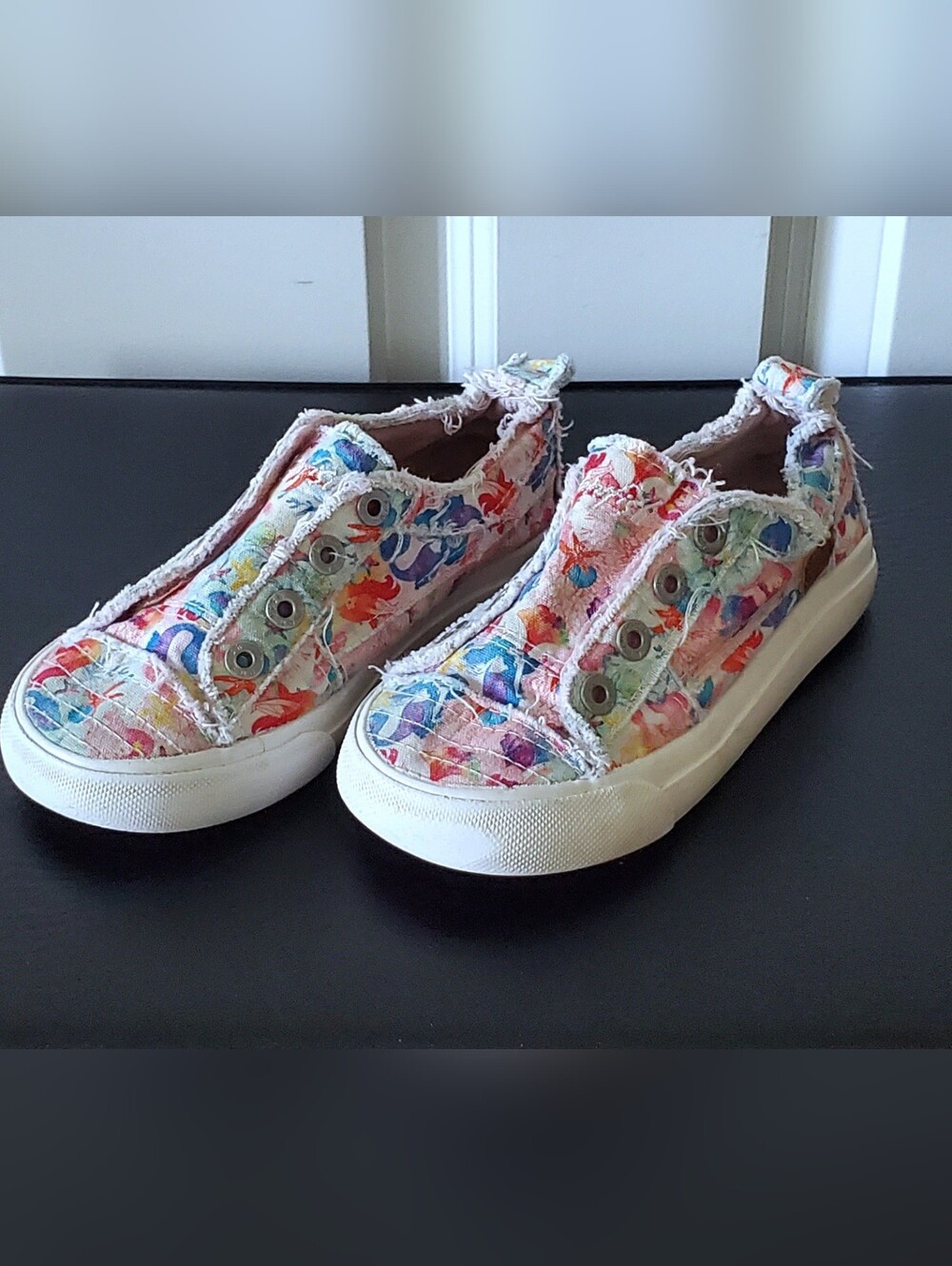 Little Girl's Mermaid Print Distressed Slip-On Sneakers By Blowfish Malibu